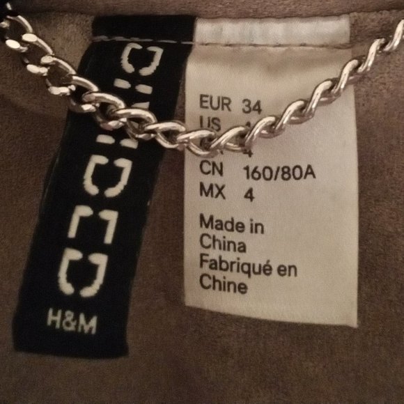 H&M Faux Suede Tan Biker Jacket Size 4 - Picture 4 of 9